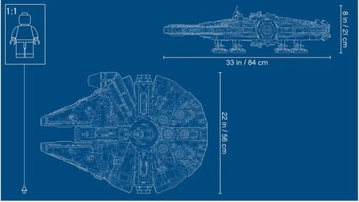 Diagram of the dimensions of the Lego set 75912