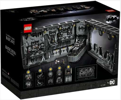 Image of the Lego Batman Batcave Shadowbox, boxed set - rear side of the package