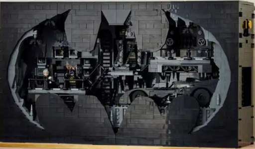 Close up image of the Lego Batman Batcave Shadowbox set