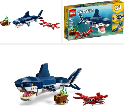 Images of the LEGO Creator 3 in 1 Deep sea creatures set (31088). Link to amazon.