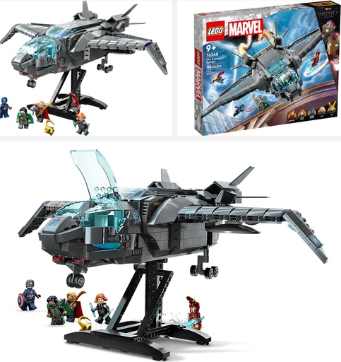 Images of the LEGO Marvel The Avengers Quinjet set (76248). Link to Amazon.