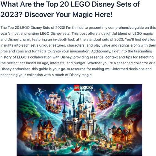 Header image from the post at Lou’s Bricks House- Top 20 Lego Disney Sets for 2023