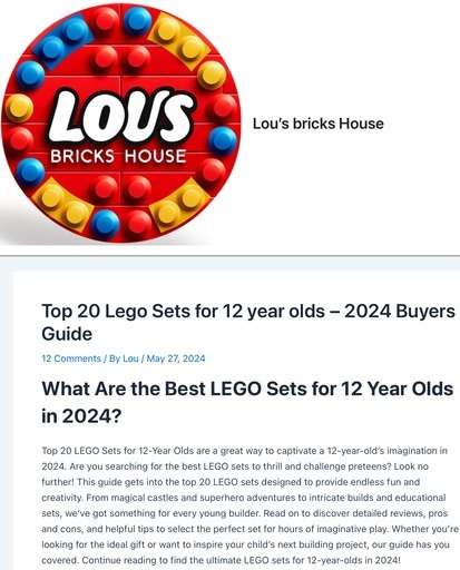 Header image from the post -Top 20 Lego Sets For 12 year olds