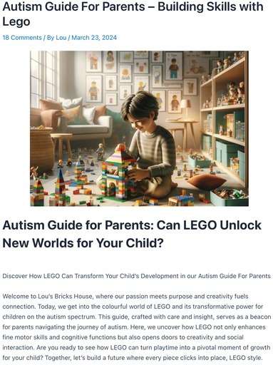 Header image from the post- Autism Guide for Parents - Building Skills with Lego