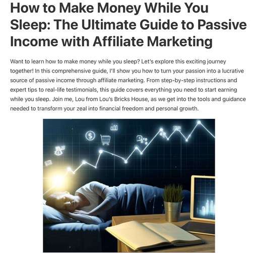 Header image from the post “ How to Make Money While You Sleep: A Guide to Passive Income” at Lous Bricks House.