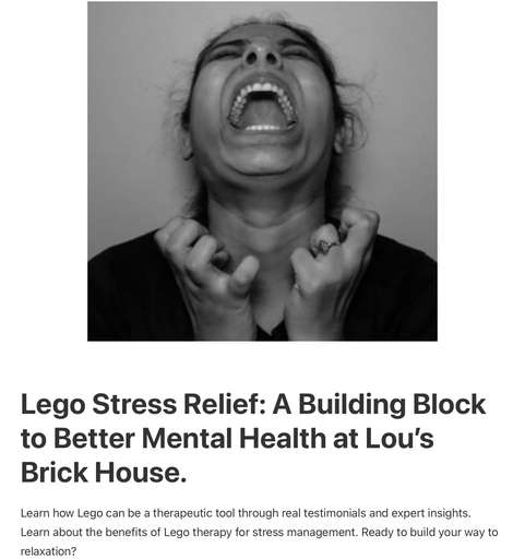 Header image from the post “Lego Stress Relief: A Lego Therapeutic Prescription” at Lou’s Bricks House