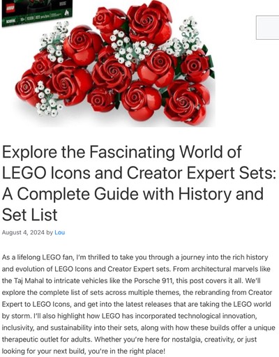 Header image from the post - Explore the Fascinating World of LEGO Icons and Creator Expert Sets. Link to post.