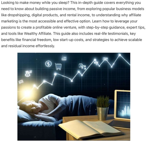 Header image from the post - How to Make Money While You Sleep: A Guide to Passive Income with Affiliate Marketing. Link to article.