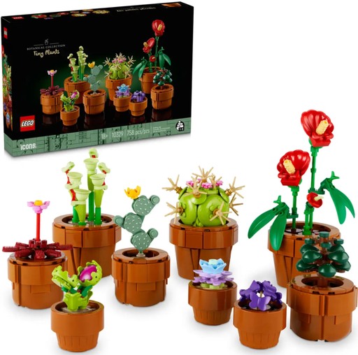 Image of LEGO Icons Botanical Collection Tiny Plants (10329) set featuring various miniature plant builds. This image links to Amazon for more information and availability, highlighting one of the most popular LEGO sets of 2024.