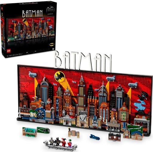 Image of the LEGO Batman: The Animated Series Gotham City (76271) set, showcasing Gotham City’s skyline with various minifigures. This image links to Amazon for availability and further details.