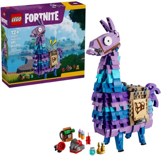 Image of LEGO Fortnite Supply Llama (77071), featuring a detailed build of the iconic in-game llama with vibrant colors. This image links to Amazon for availability.