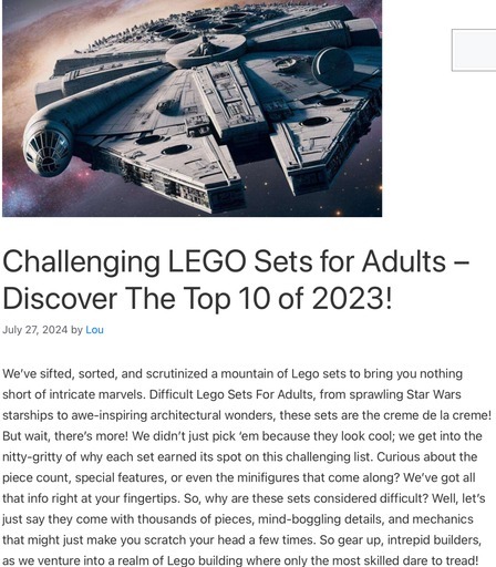 Image of the LEGO Star Wars Millennium Falcon (75192) featured in the post ‘Challenging LEGO Sets for Adults – Discover The Top 10 of 2023!’ on Lou’s Bricks House. This iconic set includes over 7,500 pieces and is known for its intricate details, making it a top choice for advanced LEGO builders. This image links to the full post.