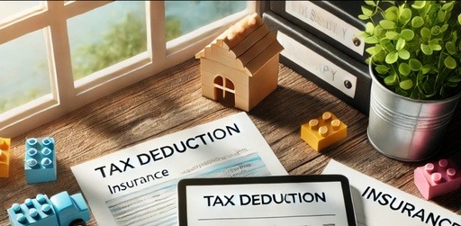 Featured image for the post ‘LEGO Therapy Tax Deduction: Maximizing Financial Benefits for Therapeutic Toys’ at Lou’s Bricks House. The image shows a desk with LEGO bricks, a wooden house, and documents labeled ‘Tax Deduction’ and ‘Insurance,’ symbolizing the connection between LEGO therapy, tax deductions, and insurance benefits.